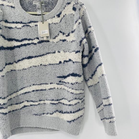 NEW Barefoot Dreams Ocean Zebra CozyChic Seaside CrewNeck Pullover Sweater Small - Picture 6 of 14